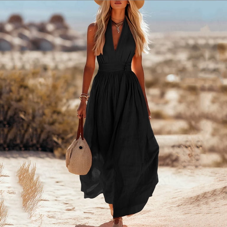 black church lady dresses Runwind Womens Maxi Dress 3/4 Sleeve Button Down Dress with Pockets Church Suits Diana Couture Church Dress 8668-Black