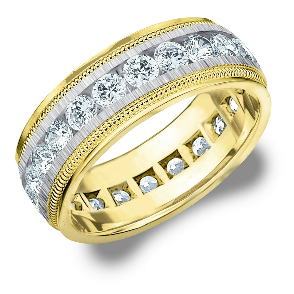 Eternity Wedding Bands - 3 CTTW Diamond Men's Wedding Band in 14K Two