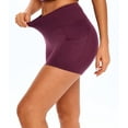 thumbnail image 4 of Natural Uniforms Women's High Waist Yoga Shorts&nbsp;Tummy Control with Deep Pockets (Large, Burgundy), 4 of 6