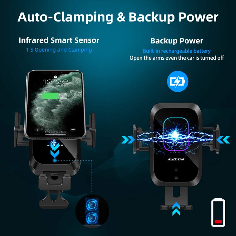  Car Cigarette Lighter Wireless Charger Mount- Automatic  Clamping Phone Holder,Infrared Smart Sensor Dual USB QC3.0 Ports 15W 7.5W  Qi Fast Charging Air Vent Cradle for Cell Phone : Cell Phones 
