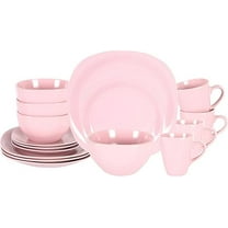 Stoneware Square 16pc Dinnerware Set, Matte Rose