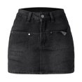 thumbnail image 3 of Sngxgn Women's Casual High Waist Pleated A-Line Mini Skirt(Black,L), 3 of 4