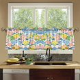 thumbnail image 4 of Yayeee Kitchen Curtains Tier Set of 2 Light Filtering 57"x36" Over Sink Window Panels, Blue Floral Wave, 4 of 7