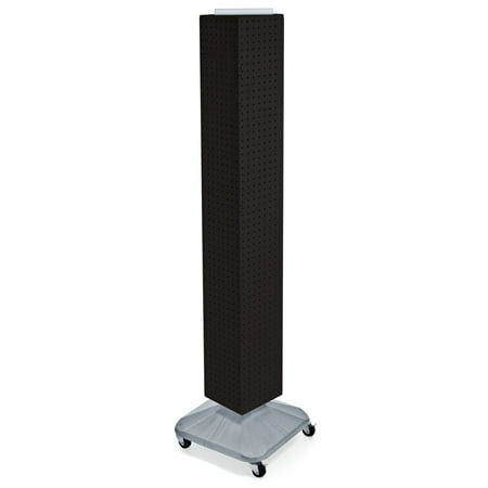 

Azar Displays 703390-BLK Black Four-Sided Pegboard Floor Display on Wheeled Revolving Base. Spinner Rack Tower. Panel Size: 8 W x 60 H