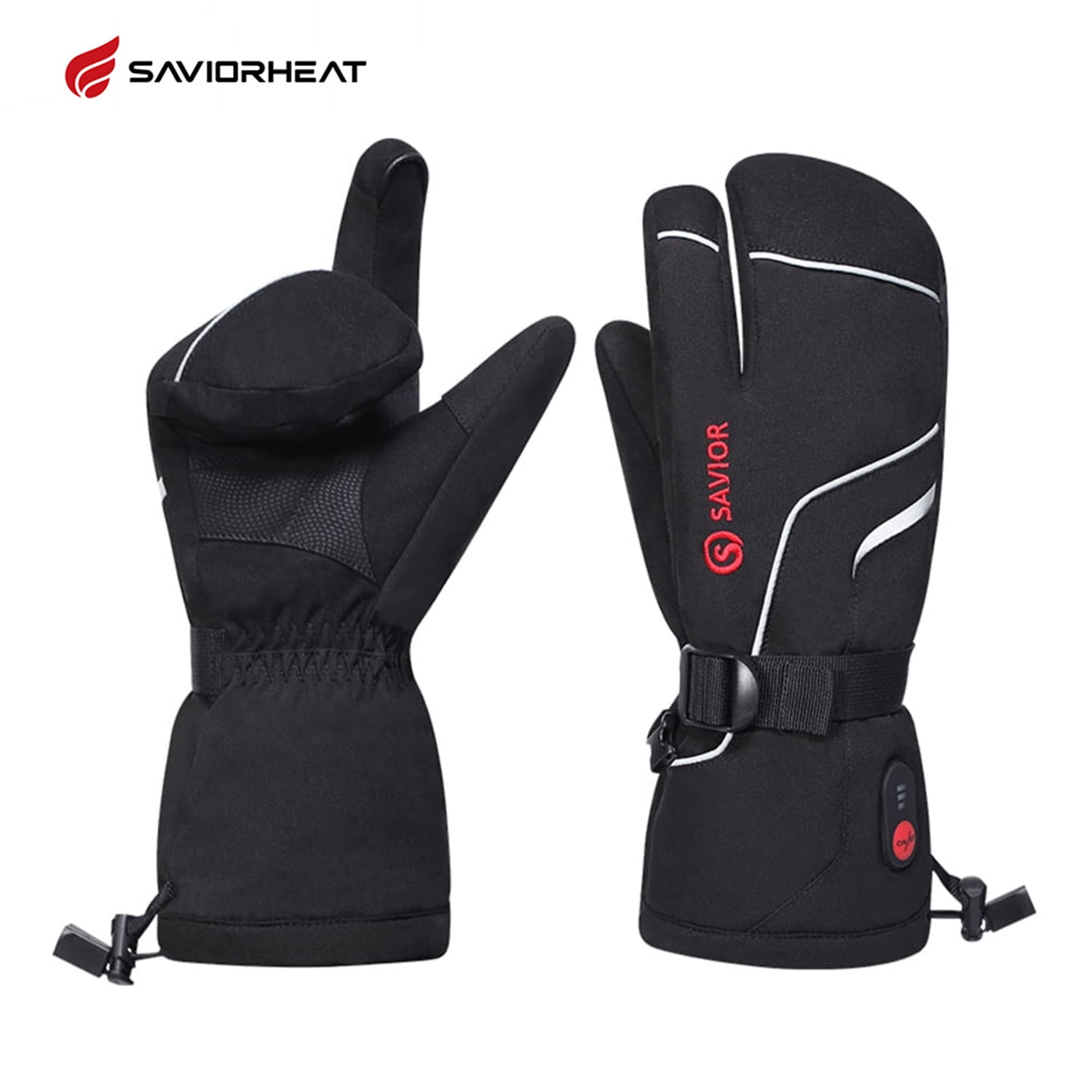Savior Heat Heated Gloves For Men Women 3-Finger Ski Mitten 7.4V Rechareable Battery Gloves Snow Ski Gloves, Heated Warm Gloves for Winter Outdoor Sports