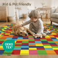 thumbnail image 4 of ODIKA 6'x9' Washable Area Rug Easy Care, Non-Shedding, Bedside Retro Block Checkerboard Multicolor Border Hopscotch for Queen Size Bedroom Under Bed Master Suite, 4 of 7