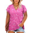 thumbnail image 1 of Blusa Eytino, talla grande, verano, cuello en V, manga corta, gasa, 1 of 6