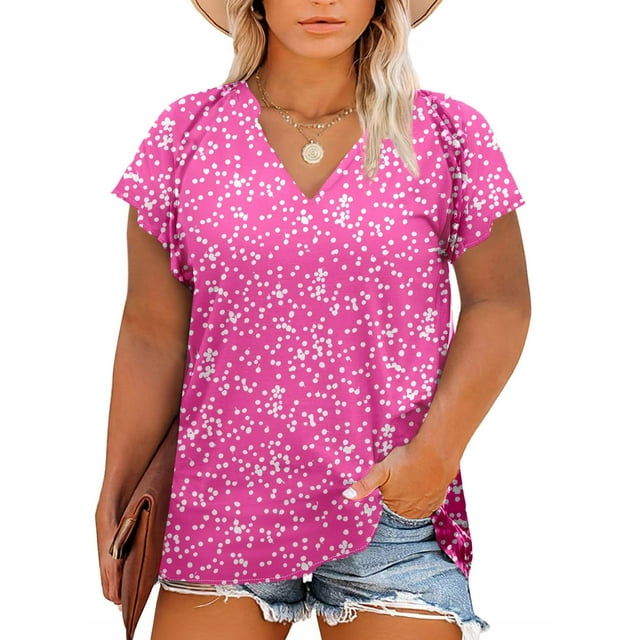 Blusa Eytino, talla grande, verano, cuello en V, manga corta, gasa