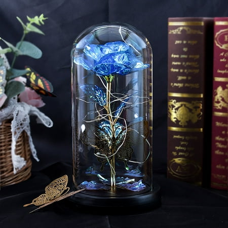 

MIUBAGIAL Butterflys Color Rose Glass Cover LED Lamp Lmitation Valentine s Day Gift Decoration Ornaments