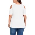 thumbnail image 7 of Cueply Plus Size Tops for Women Summer Short Sleeve Shirts Cold Shoulder Blouse Crewneck Tunic 1X-4X, 7 of 7