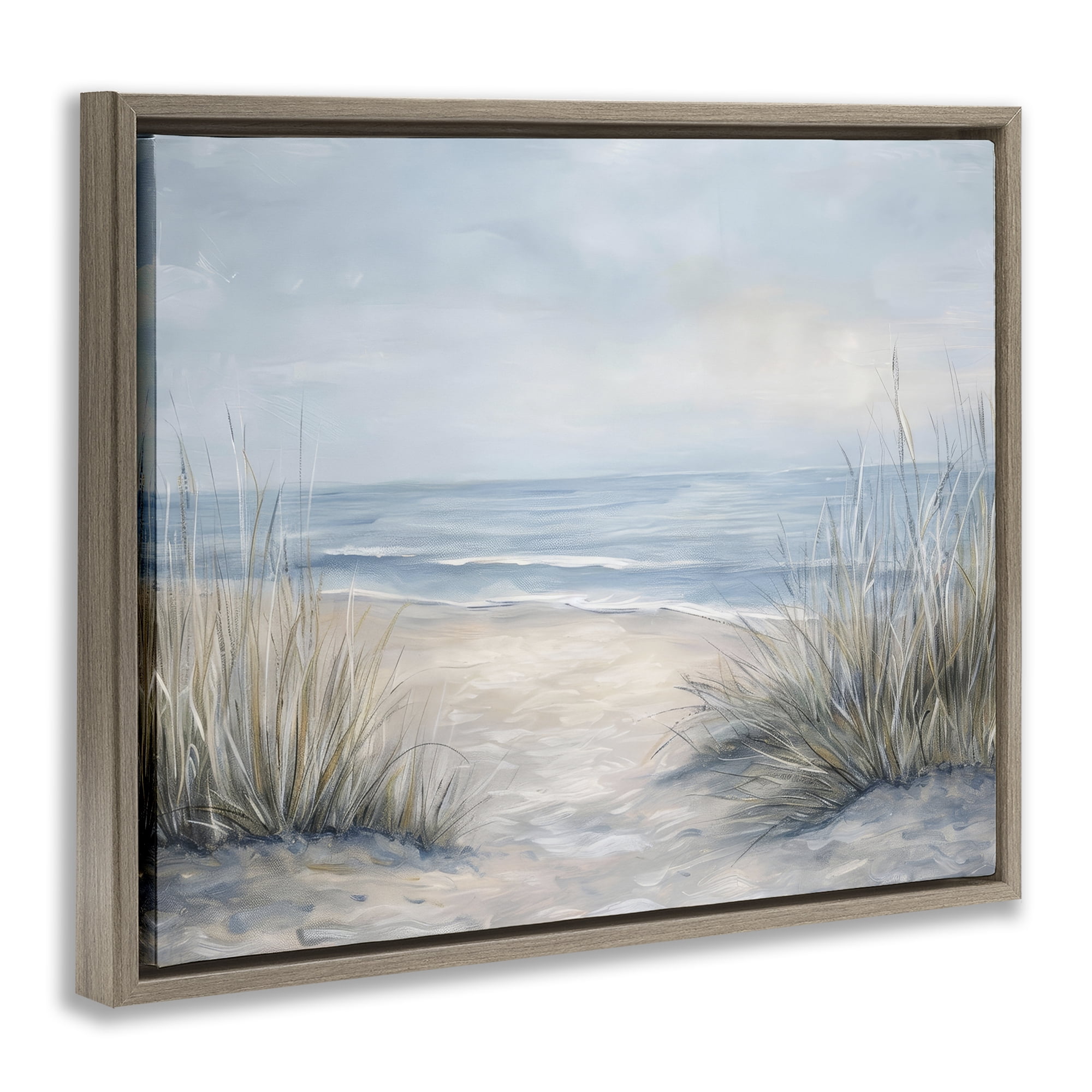 Stupell Industries To The Beach Tranquil Landscape Brown Framed Floater Canvas Wall Art, design by Petal Prints Design