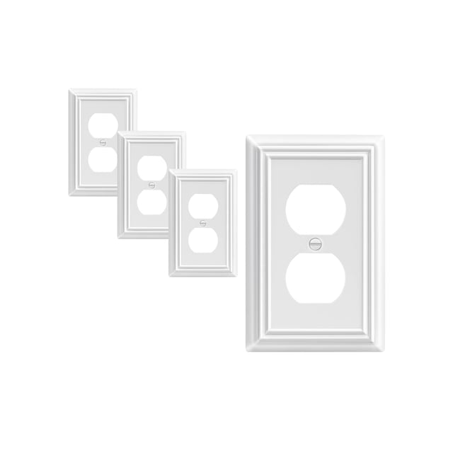 Placa de cubierta Outlet DEWENWILS, metal blanco, 12,4 x 8 cm, paquete de 4