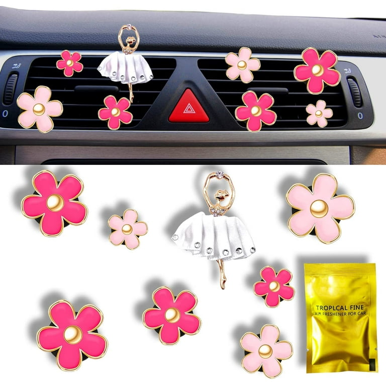 Cute Car Accessories Aesthetic - Car Decorations Accessories for Women, Interior Cute Air Freshener Clips Vent Decor, Car Charm Flower Vent Clips Car