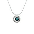 thumbnail image 2 of Delight Jewelry Silvertone Teal Paw on Black Disc Silver-tone You Mean the World to Me Ring Necklace, 18", 2 of 4
