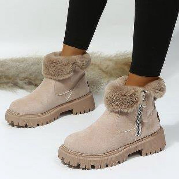Botas de nieve de talla grande para mujer, zapatos de invierno con forro polar para mujer, botas cálidas, zapatos de algodón