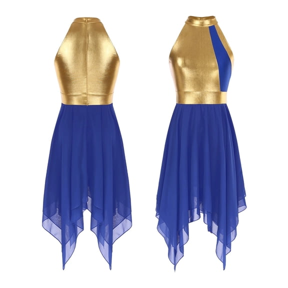 Women Asymmetrical Hem Ballet Dance Tutu Dress Gymnastics Leotard Modern Ballroom