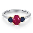 thumbnail image 3 of Gem Stone King 10K Two Tone Gold Red Ruby and Blue Sapphire Engagement Ring for Women | 1.44 Cttw | Oval 7X5MM | Gemstone July Birthstone | Size 7, 3 of 6