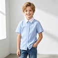 thumbnail image 2 of KPOPLK Big Girls Short Sleeve Button Down Shirts for 2-18 Years Kids Collar School Uniform Blouse Tee Top Size 3-4 Years,Sky Blue, 2 of 9