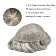 thumbnail image 3 of Lyricalhair Toupee for Men Durable Full PU Mens Toupee Human Hair Replacement System Black Brown Blonde Gray Hairpiece #580 Medium Light Brown with 80% Gray, 3 of 7