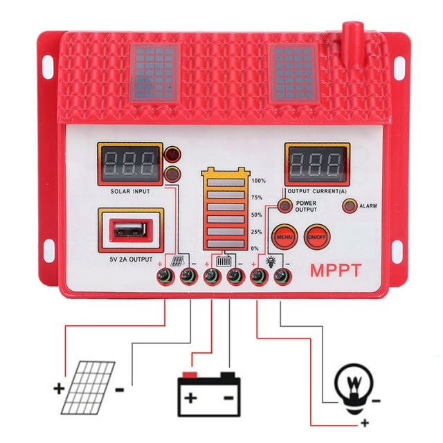 Controlador de batería, carga solar MPPT de 12 V, controlador de batería MPPT, regulador de panel solar, resultados impresionantes