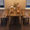 thumbnail image 1 of Eastvita 3-Piece Farmhouse Dining Table Set for 4-Upholstered Benches/Space-Saving Rectangular Kitchen Table Set, 1 of 5