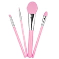 thumbnail image 1 of Juego de 4 brochas de silicona para maquillaje, cabezal suave ideal para base, sombras y rubor, color rosa, ahorra hasta un 50% en cosméticos., 1 of 6