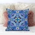 thumbnail image 2 of Lotus Garden Throw Pillow with Removable Cover in Blue White Yellow 18x18, 2 of 5