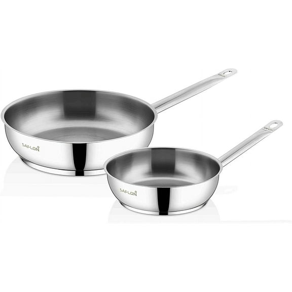 Saflon Stainless Steel Tri-Ply Capsulated Bottom 2-Piece Fry Pan, Induction Ready, Oven and Dishwasher Safe