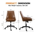 thumbnail image 4 of Faux Leather Home Office Task Chair, Armless Office Chair With Wheels, Swivel Adjustable Seat Height Desk Chair with Rocking Function for Living Room or Study, Brown, 4 of 12