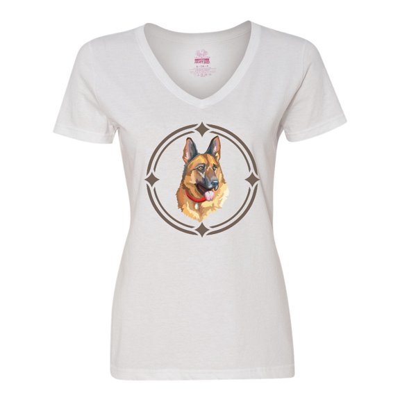 Inktastic German Shepherd Dog Art Gift Women's V-Neck T-Shirt