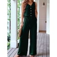 thumbnail image 4 of Women'S Two-Piece 2025 Sleeveless Button Top Casual Pocket Wide-Leg Pants Set Green S, 4 of 5
