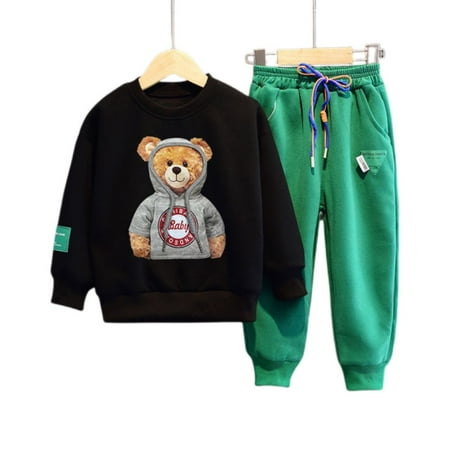 

Somenie Toddler and Infant Sweatshirt Joggers Outfits for Boys and Girls Hoodies Clothing Set Size 2-3T Black Color