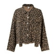 thumbnail image 1 of Veste en Jean à Imprimé Léopard pour Femmes Style Rétro Manteau Extérieur Usé, 1 of 7