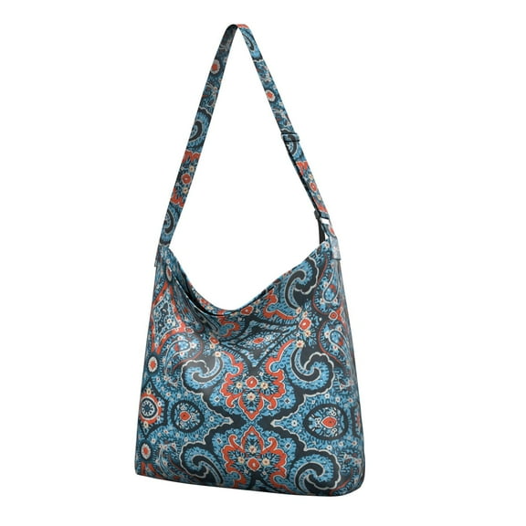 Abstract Boho Crossbody Shoulder Bag - Lightweight Adjustable Sling Tote for Women, Spacious Multi-Pocket Vintage Purse