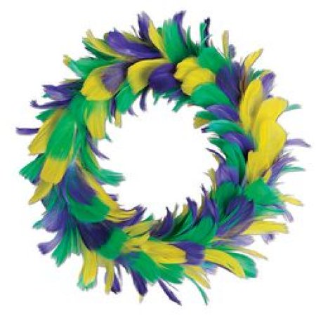 Feather Wreath (golden-yellow, green, purple) Party Accessory (1 count)
