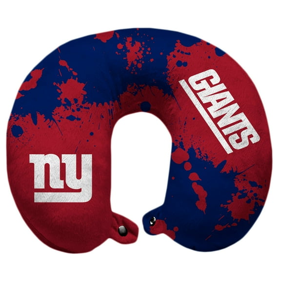 New York Giants Splatter Polyester Snap Closure Travel Pillow - Blue