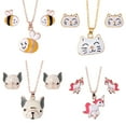 thumbnail image 3 of Collier Design Animal Coloré pour Femmes et Filles Ensemble Boucles d'Oreilles Collier en Alliage Chaînes Clous d'Oreilles Bijoux Cadeaux, 3 of 7