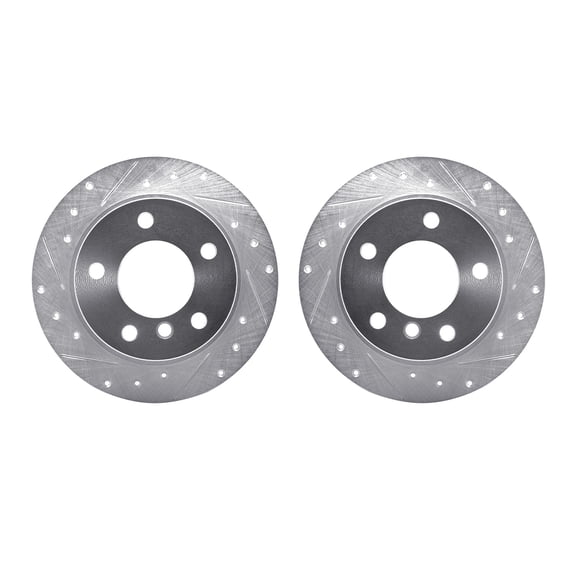 Dynamic Friction Company Rear Brake Rotors-Drilled and Slotted-Silver 7002-31077