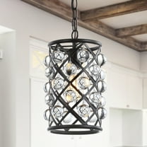 JONATHAN Y Gabrielle 8" Metal/Crystal LED Pendant, Oil Rubbed Bronze / Clear