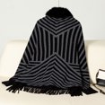 thumbnail image 6 of RUISINERY Long Sleeve Sweater Cardigan Knit Shawl Shrug Furry Collar Open Front Tassels Loose Ponchos Cloak for Women, 6 of 8