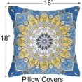 thumbnail image 4 of Lencenser 18" x 18" Mandala Blue Floral Polyester Decorative Pillow Cover, Waterproof (2 count), 4 of 5