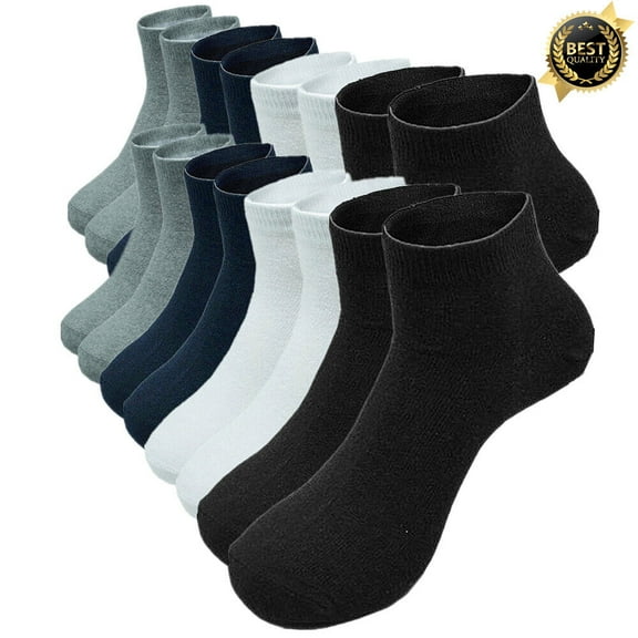 3 Pairs Ankle Crew Men's Casual Plain Sport Socks Cotton Low Cut Size 9-11 10-13