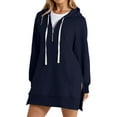 thumbnail image 2 of Women's Zip Up Hooded Sweatshirt Comfortable Long Sleeve Pullover with Pocket Casual Outerwear Navy XL, 2 of 5