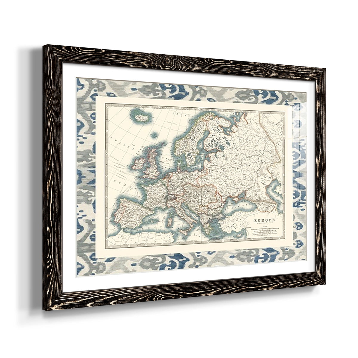 Bordered Map of Europe-Premium Framed Print - Ready to Hang