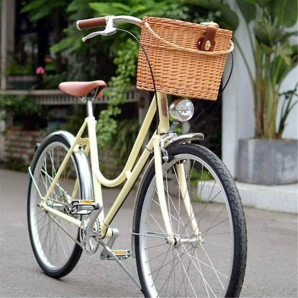 Front Handlebar Wicker Bike Basket with Lid Handwoven Rattan Willow Basket Walmart