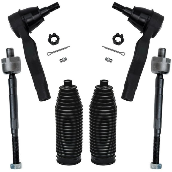 Detroit Axle - Front 6pc Tie Rods Kit for 2003-2007 Infiniti G35, 03-09 Nissan 350Z, 4 Inner Outer Tie Rods 2 Boots 2003 2004 2005 2006 2007 2008 2009 Replacement