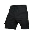 thumbnail image 1 of Work Shorts Men Drawstring Plus Size Summer Shorts Pockets Cargo Pants Outwear Athletic Shorts Men Black XXL, 1 of 4