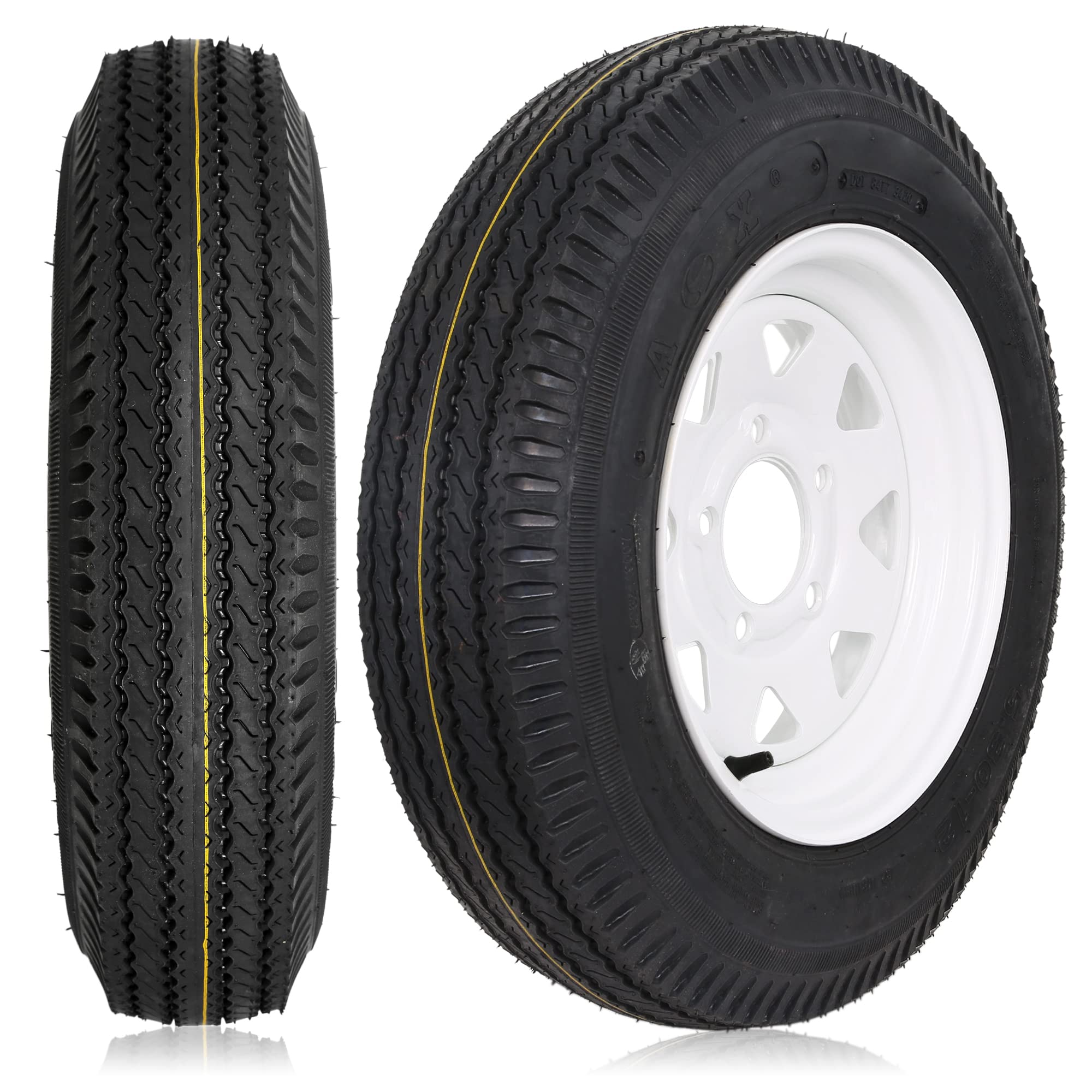 Weize 2PK 5.30-12 Bias Trailer Tire with 12" Wheel - 5 on 4-1/2" - Load Range C