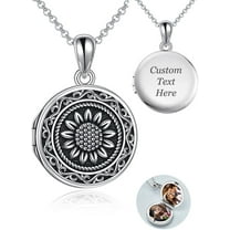 Custom Sunflower Locket Photo Necklace for Women 925 Sterling Silver Sunflower Jewelry That Hold Picture Necklace