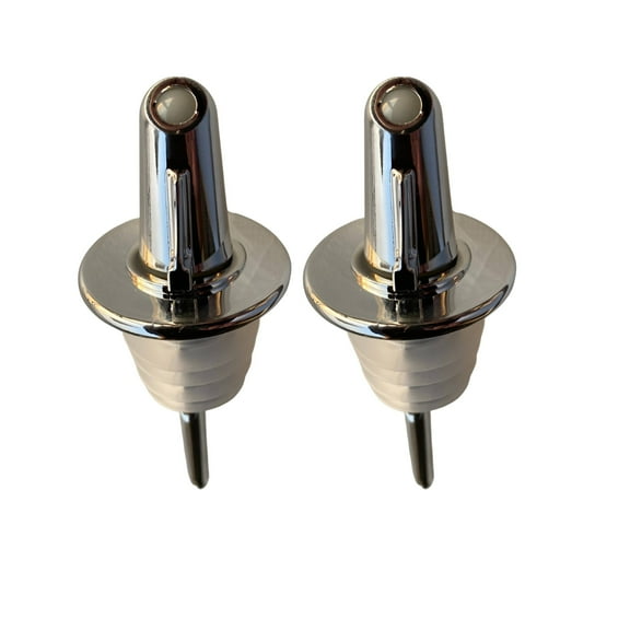 POURO Twist & Pour Resealable Bottle Pouring Spouts for Kitchen and Bar Chrome 2PK